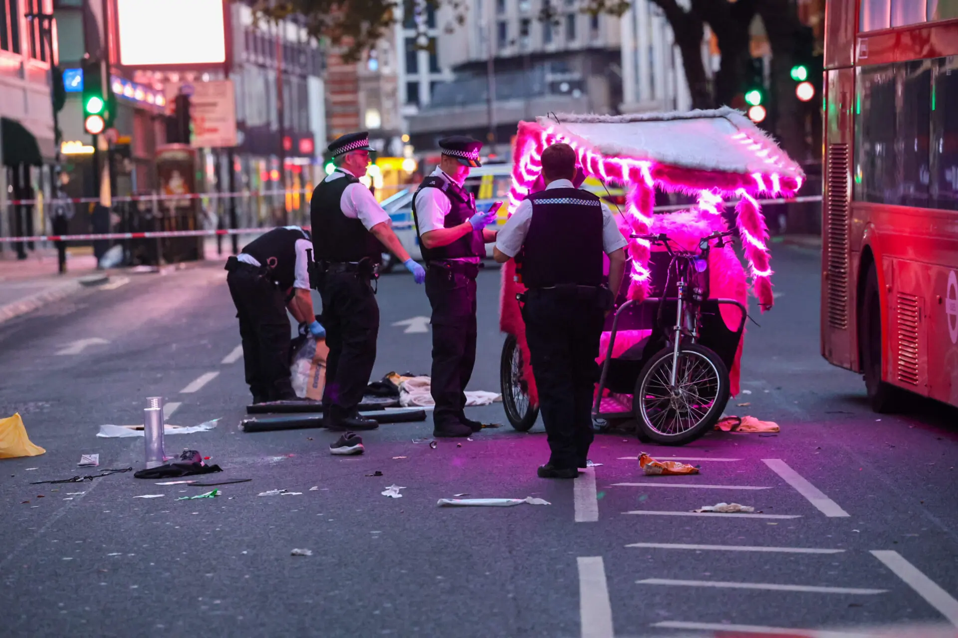Rickshaw Rider and Two Passengers Fighting for Their Lives After Collision with London Bus in Charing Cross
