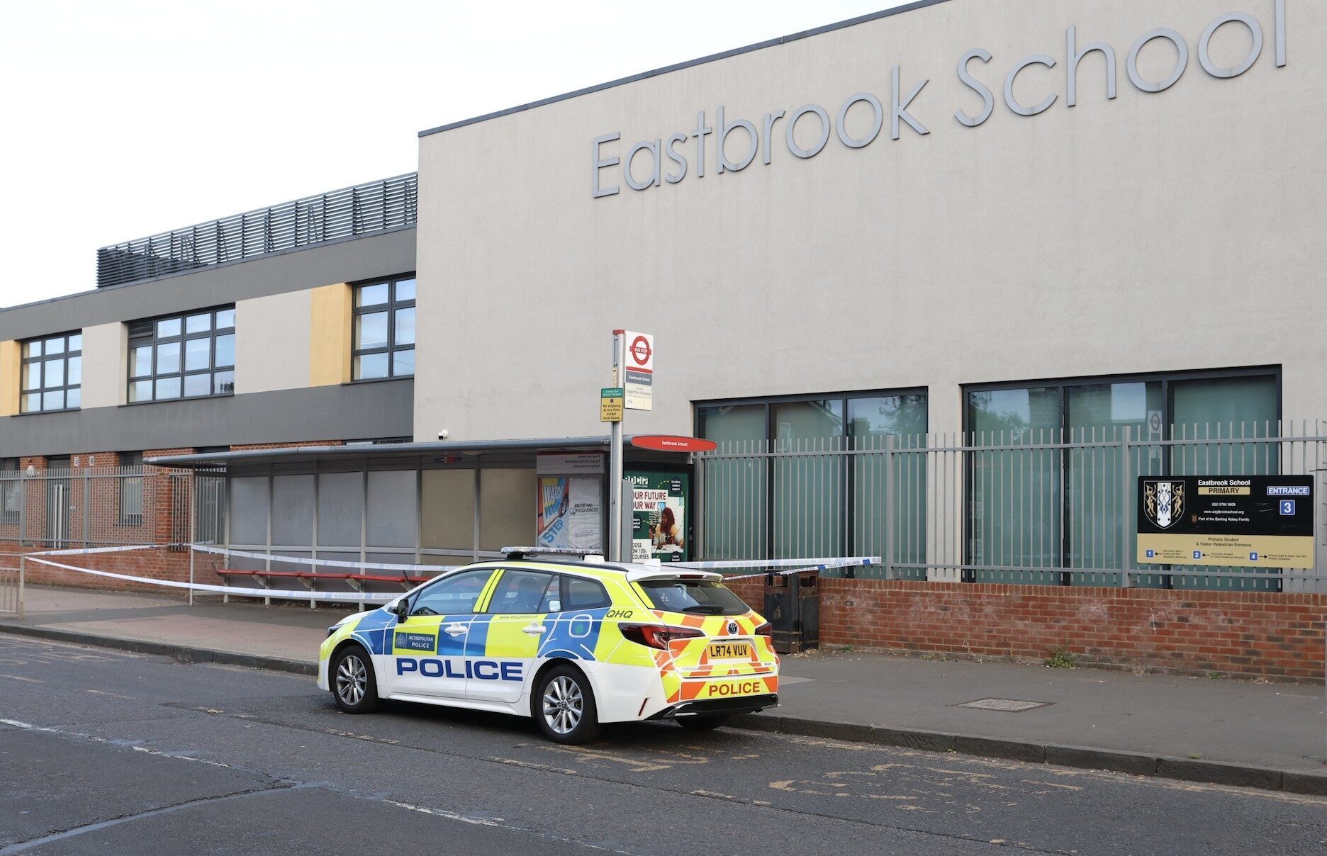 Police Crime Scene Outside Dagenham Primary School After Reported Attack