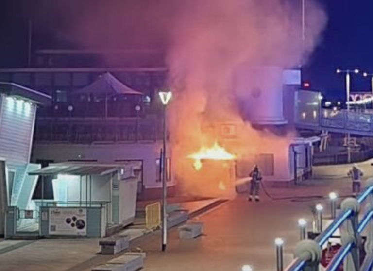 Bin Blaze Sparks Brighton Seafront Alarm