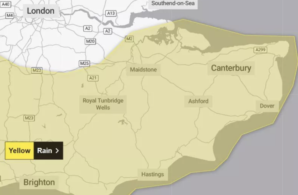 Heavy Rain and Gale-Force Winds Set to Batter Kent