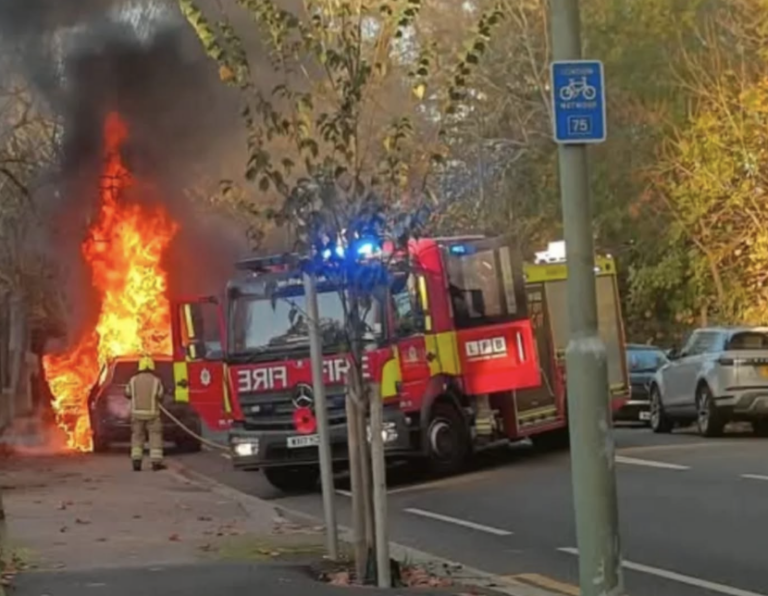Car Blaze Sparks Rush Hour Drama in Bromley