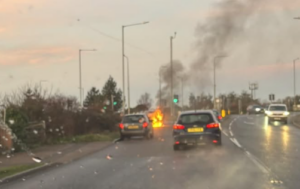 Car Goes Up in Flames on Ramsgate's A299