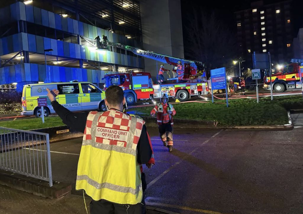 Major Fire Breaks Out at Addenbrooke’s Hospital Car Park