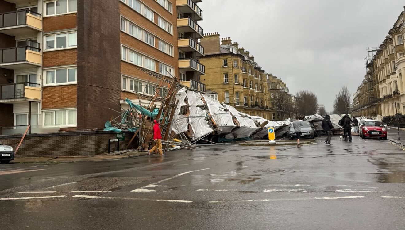 Scaffolding Crash Crushes Cars on Hove Seafront