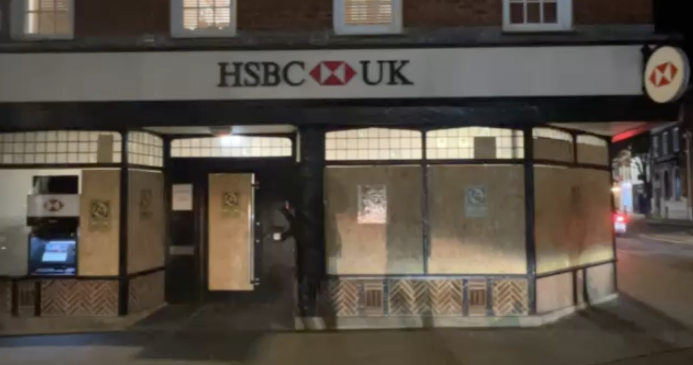 Vandals Wreck Historic HSBC Bank in Wokingham
