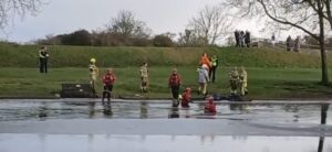 Dog Falls Into Frozen Lake in Cleethorpes – Emergency Services Launch Search