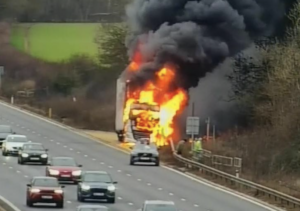 Lorry Blaze Shuts Down M1 Southbound