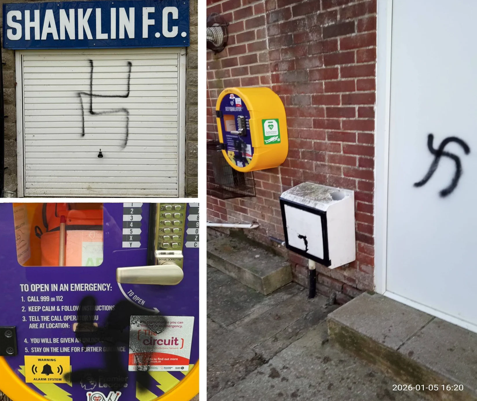 Outrage as Swastikas Sprayed on Football Clubhouse and Defibrillator trashed