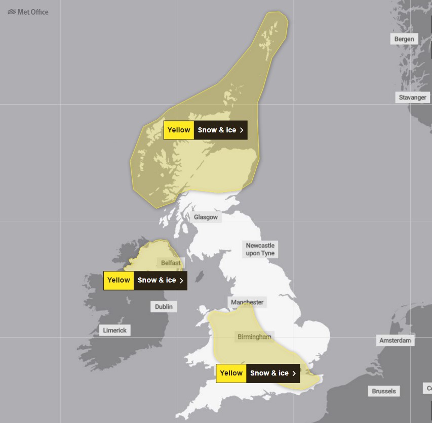 Rare Amber Alert and Snow Warnings as Arctic Blast Slams UK