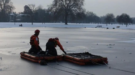 Two Kids Stranded on Icy Pond Island in East London