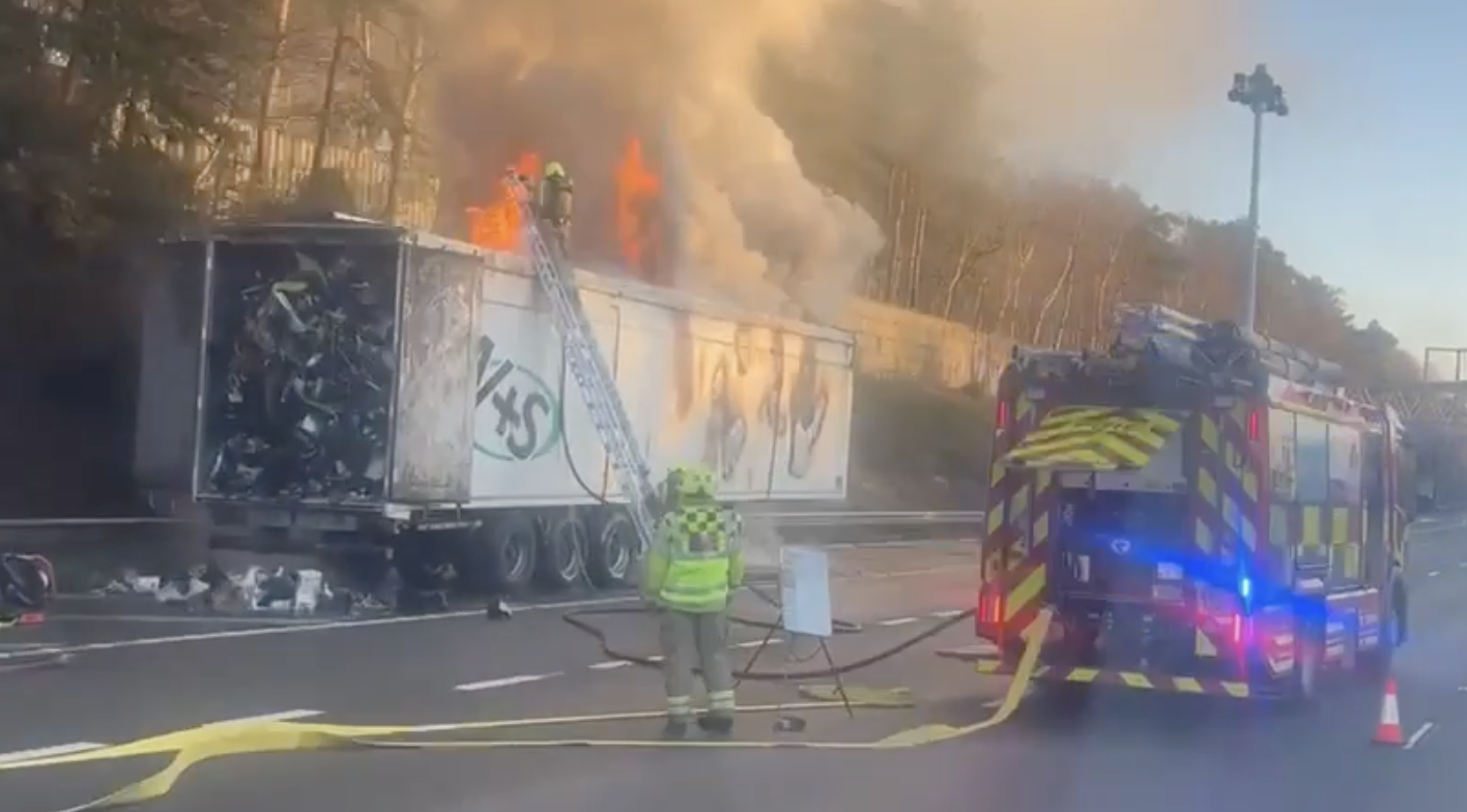 Vehicle Fire Sparks Chaos on M25 Near Godstone