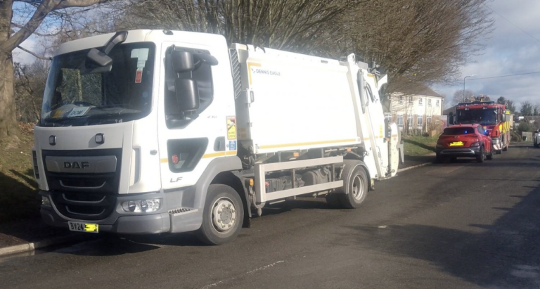 Dustcart Blaze Sparks Fire Brigade Response on Gatland Lane Maidstone image