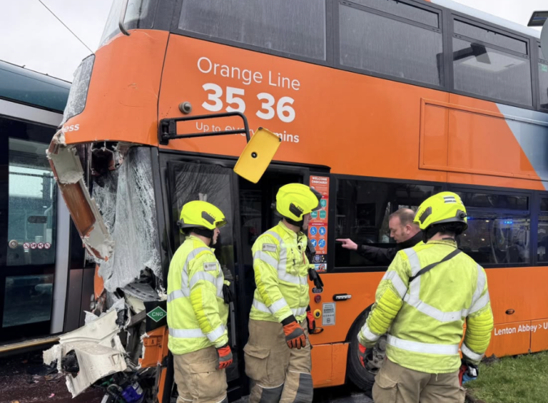 Tram and Bus Crash Shuts Nottingham Road image