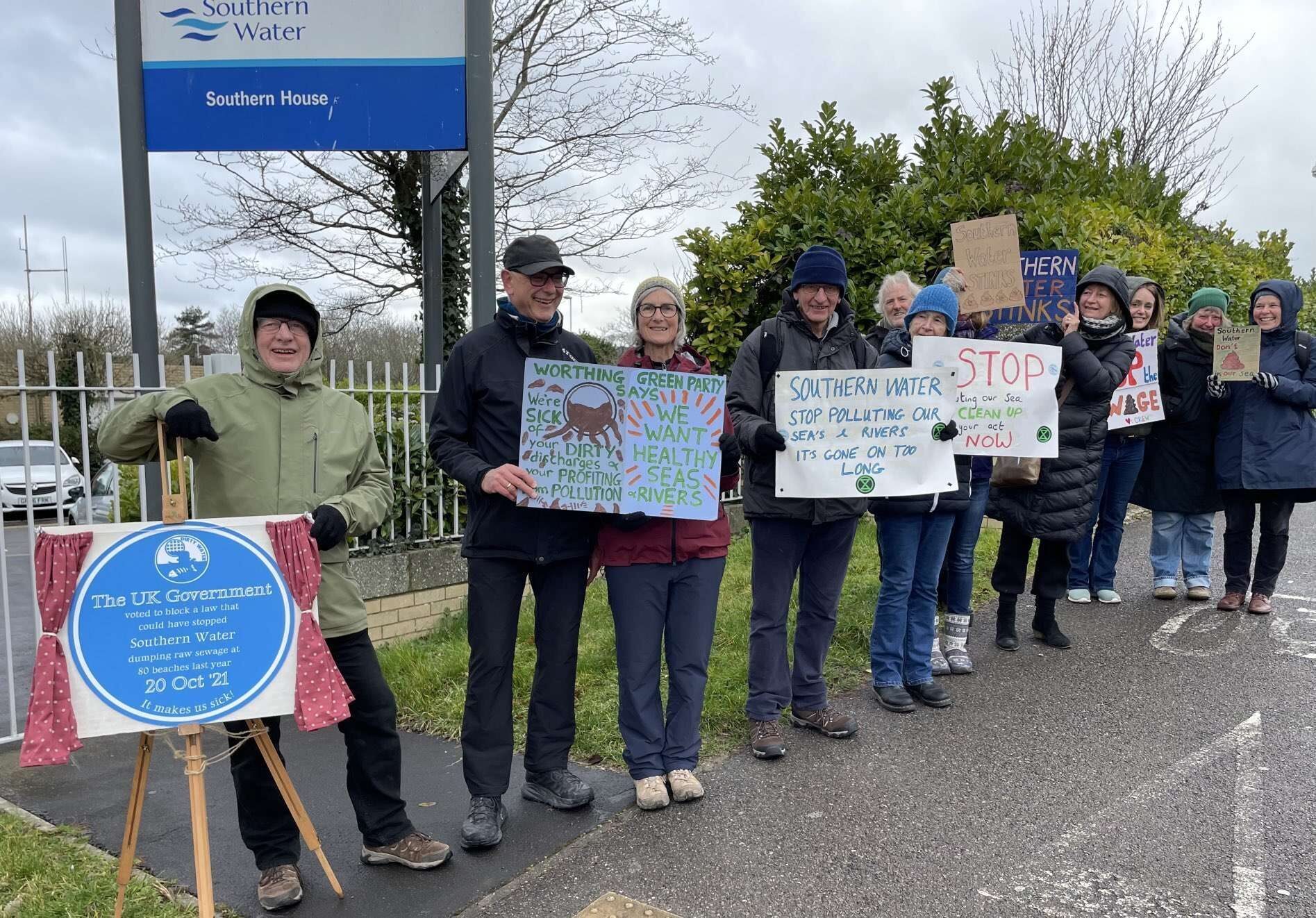 Protesters Demand End To Sewage Pollution Outside Southern Water Headquarters