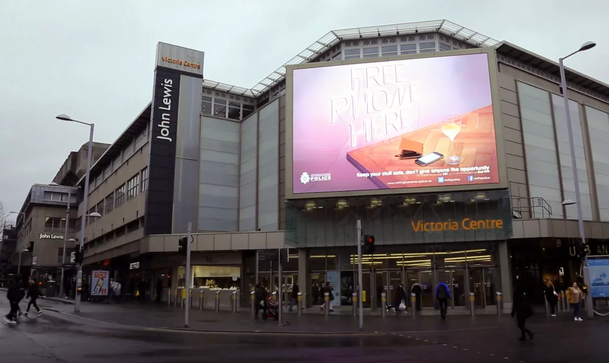 A Police Message Designed To Combat Distraction Thefts In Nottingham Is Reaching Thousands Of People Every Day – Thanks To The Support Of Two Major City Venues