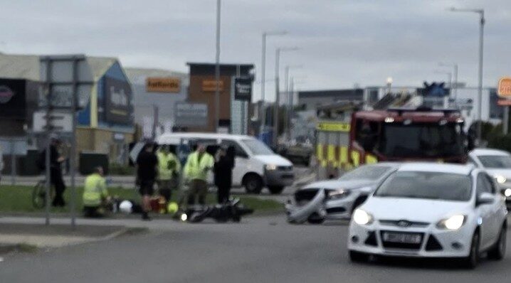 Star Lane Roundabout Chaos: Biker Crashes in Shocking Incident – UKNIP