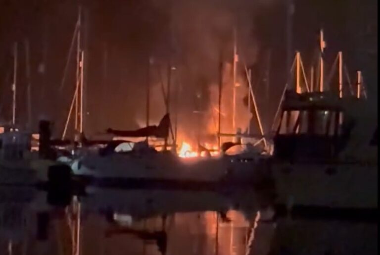 Blazing Boat Drama at Brighton Marina image