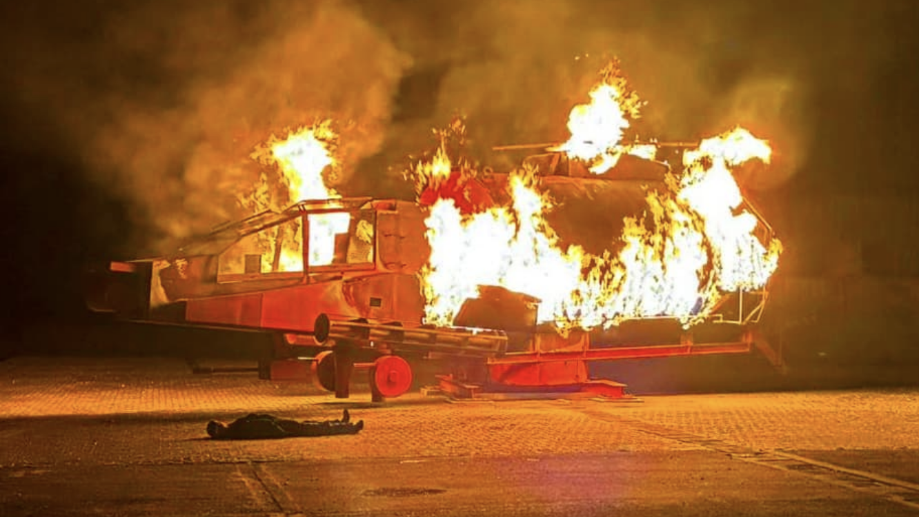 Wiltshire firefighters tackle Apache helicopter blaze in exercise