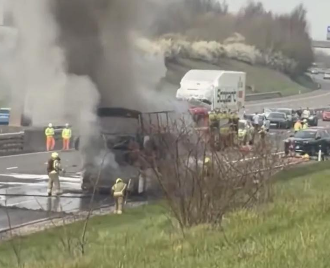 Chaos on the M6 Toll as City Fans' Coach Goes Up in Flames