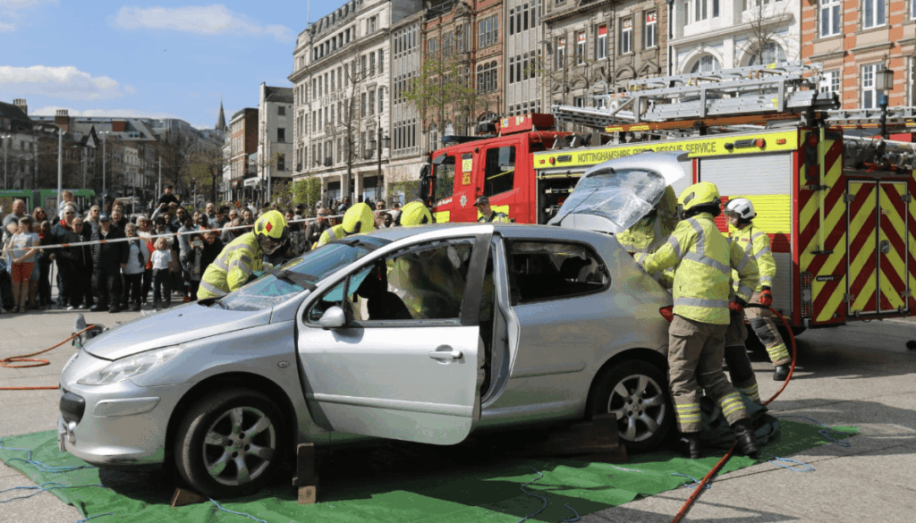 Hundreds Gathered As Police, Fire And Ambulance Crews Performed A Live Demonstration Of What Happens In A Crash To Raise Awareness About Road Safety