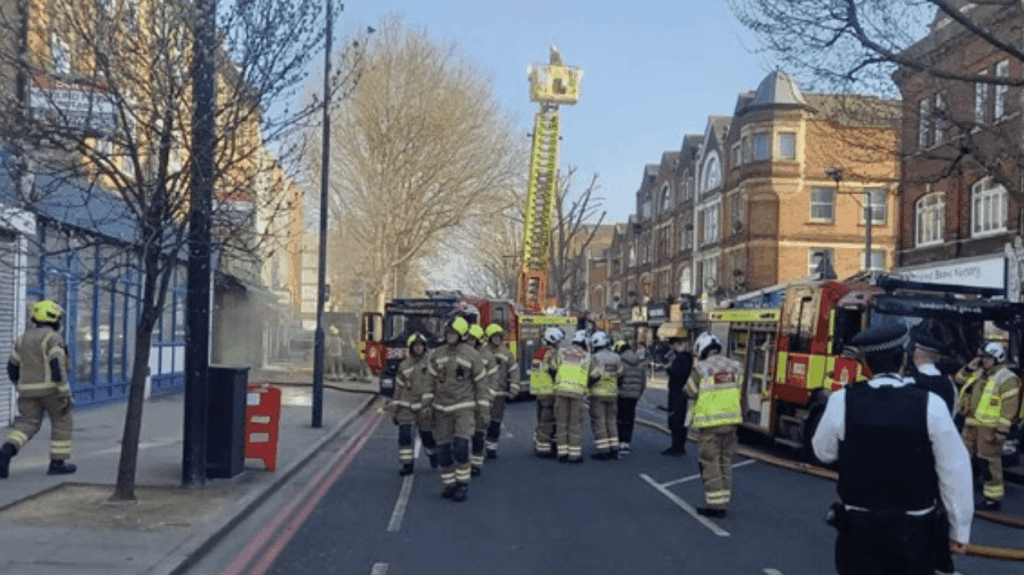 Ten Fire Engines And Around 70 Firefighters Tackled A Fire At A Takeaway Restaurant With Flats Above On London Road In Norbury Yesterday Evening