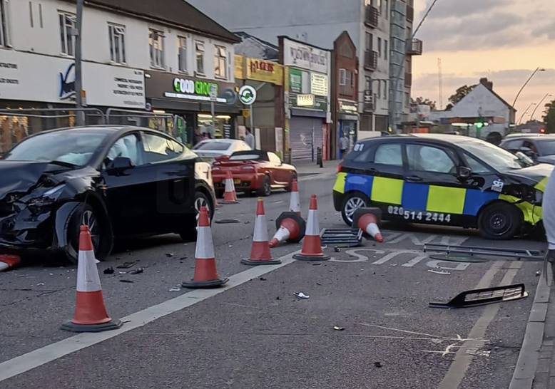 Head-On Crash involving a Tesla on High Road, Chadwell Heath: Road Closed