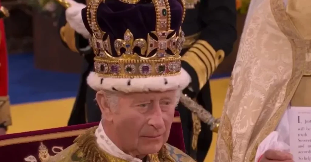 King Charles Iii Has Been Crowned King With Thousands Of Well-wishers Lining The Route Of The Diamond Jubilee Coach Procession From Buckingham Palace To Westminster Abbey