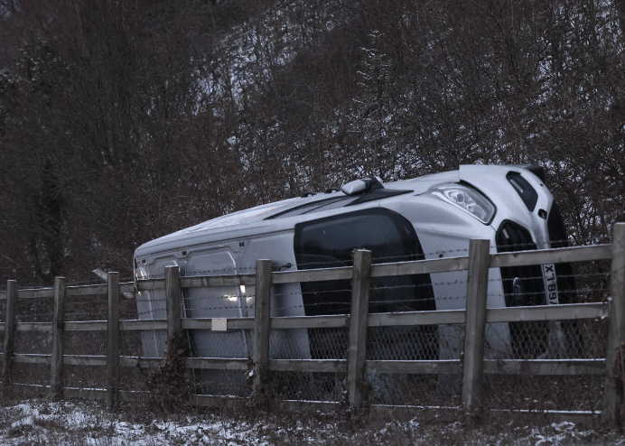 A driver has had a lucky escape after his van leaves the Coastbound carriageway  of the M2 near Strood