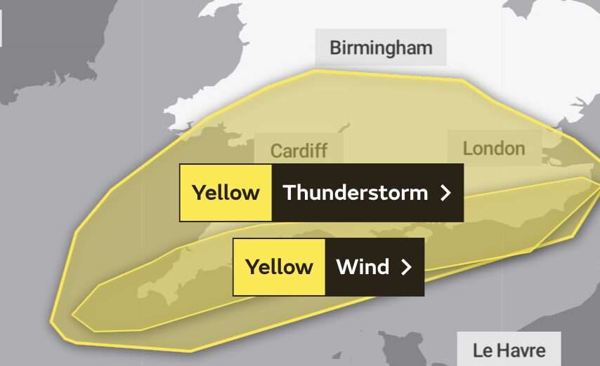 Yellow Weather Warning  Of Heavy Rain And Thunderstorms May Lead To Some Disruption And Flooding