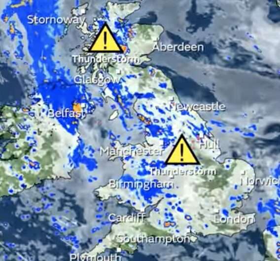 Several Amber And Yellow National Severe Weather Warnings Have Been Issued For Thunderstorms And Rain Over The Next Few Days