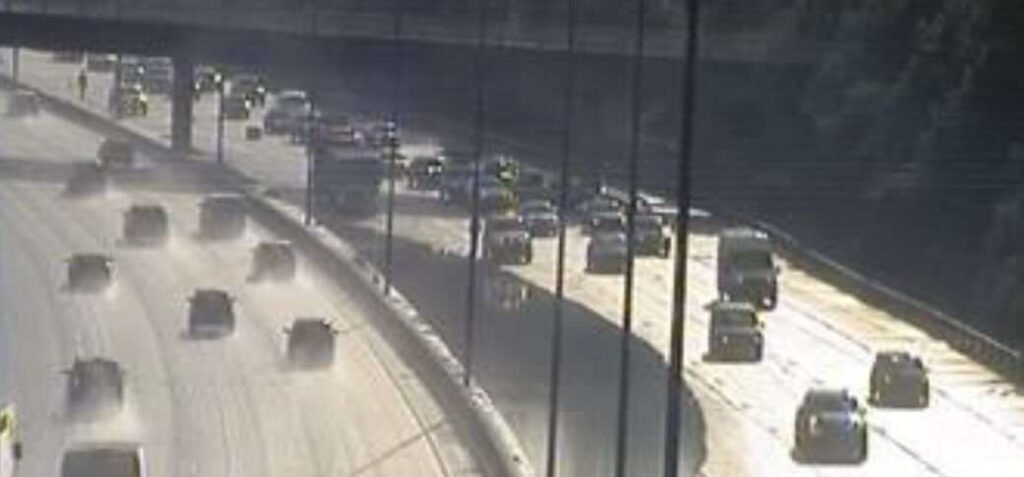 Two Lanes Of The M25 Closed Following Flooding Near Wisley