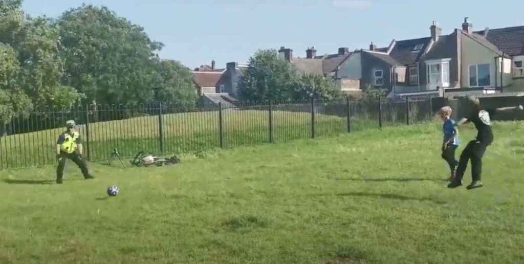A Gosport Police Community Support Officer Has Gained The Backing Of Local Youths And Community After Having A Kick Around On Newtown Park Highlighting The Importance Of Building Relationships With The Youth Of Today