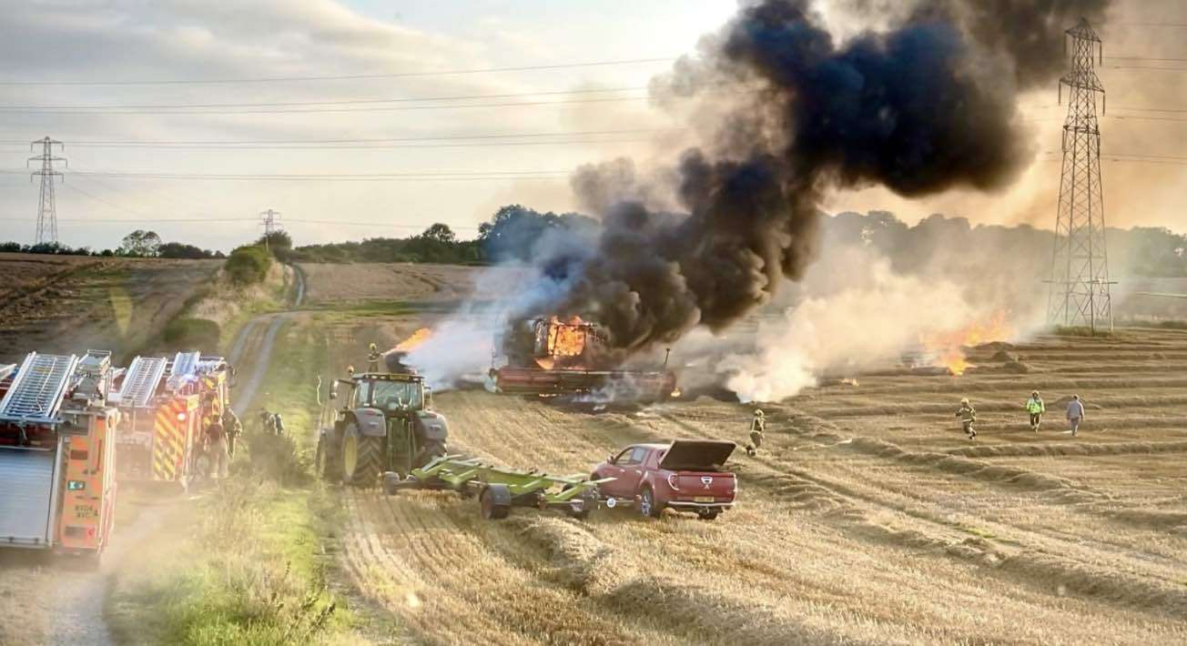 Sadly  The Combine Harvester Could Not Be Saved But The Quick Actions Of The Firefighters Prevented The Fire From Spreading Too Far Into The Crop Fields