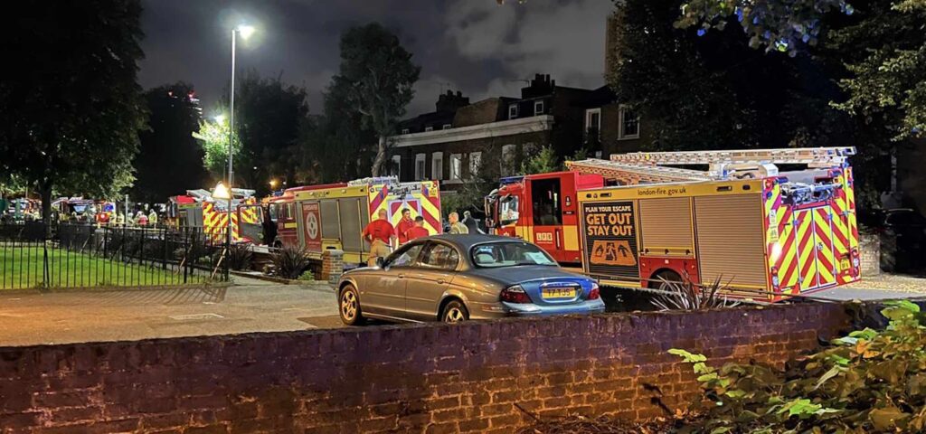 Mother And Child Taken To Hospitial After Battersea  Candle Tower Block Blaze