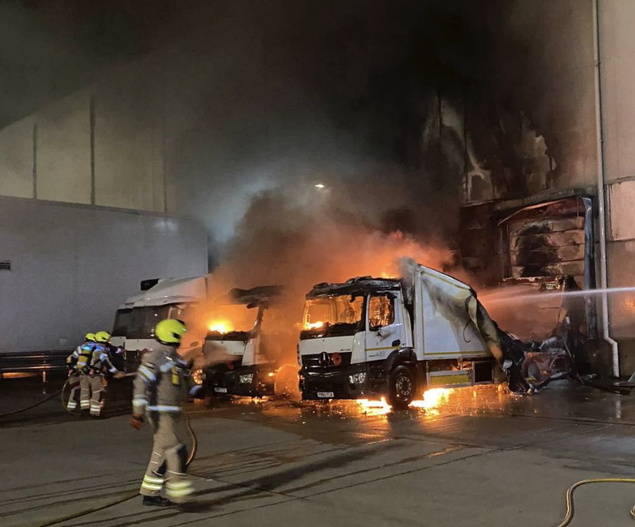 Updated:trailer Refrigeration Unit May Be To Blamed For A Fire That Has Destroyed Two Lorries  At Sainsbury's Warehouse Blaze In Charlton
