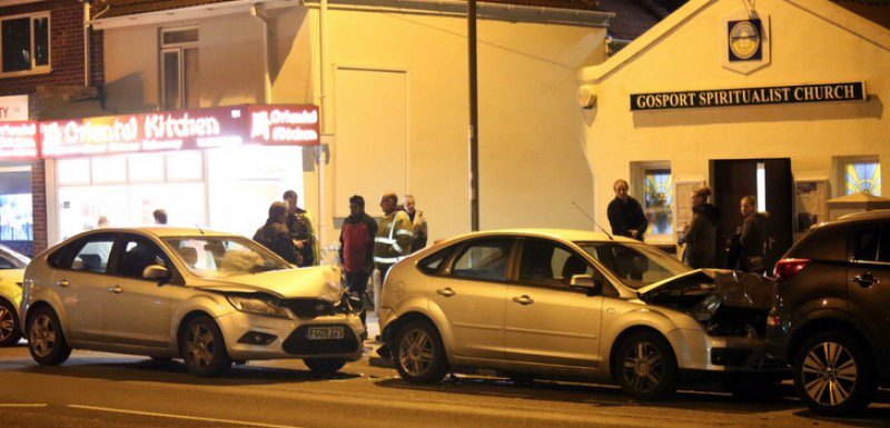 It felt like the Earth Move as Fast food delivery  driver smashes into stationary cars in Gosport