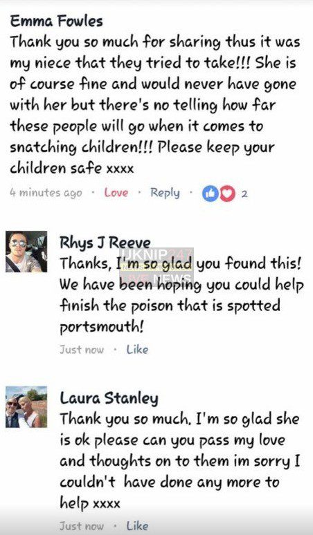 Reports of an attempted Child Snatch from outside Portsmouth Supermarket