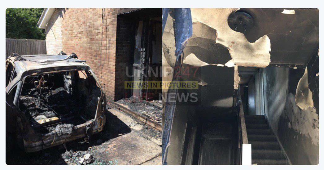 Car Explodes  Into Fire Ball  Destroying  Garage And Setting Fire To   House On Hayling Island