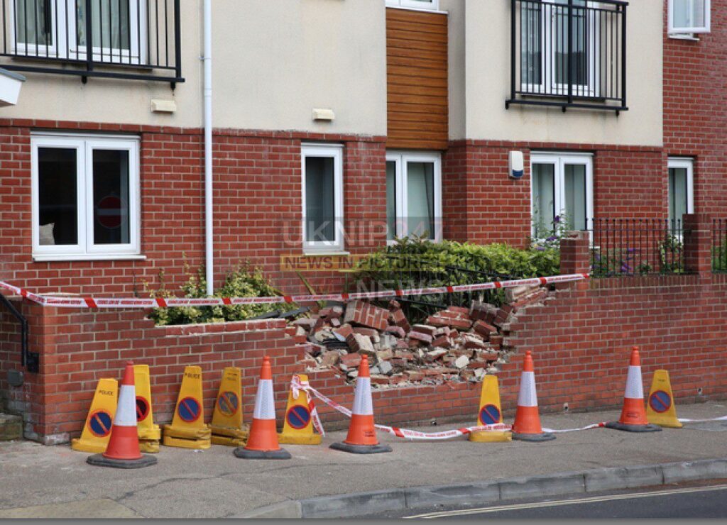 Pensioner Ploughs Into Wall Of A Block Of Flats  In Fareham