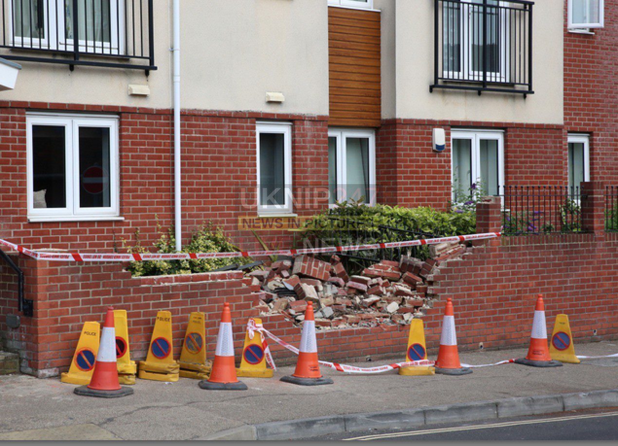 Pensioner Ploughs Into Wall Of A Block Of Flats  In Fareham