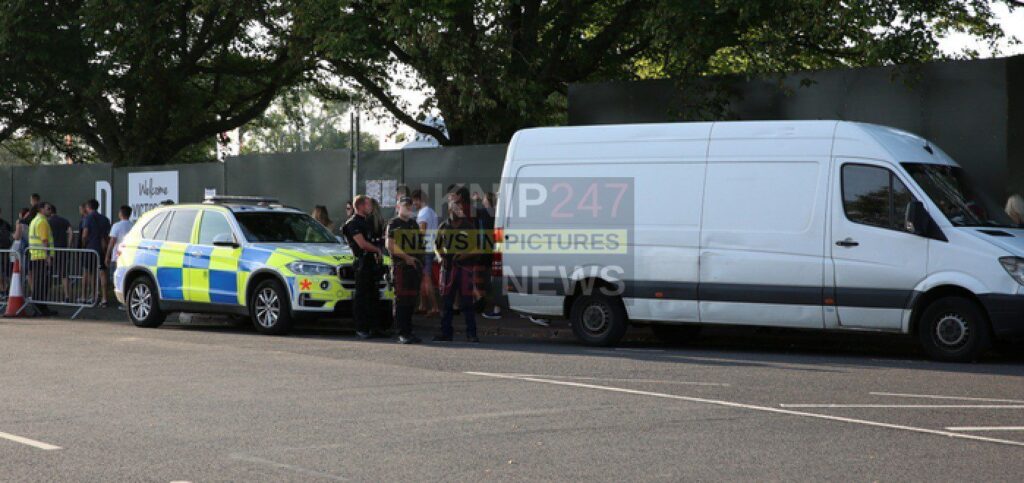 Suspect white van searched by Armed Police outside Victorious in Portsmouth