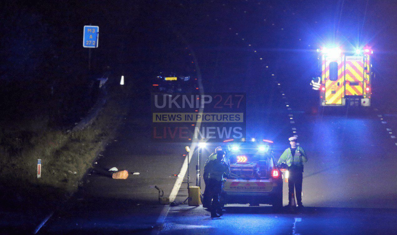 Serious Vehicle Collision Closes M3 Southbound between Junction 1 and 2 in Surrey