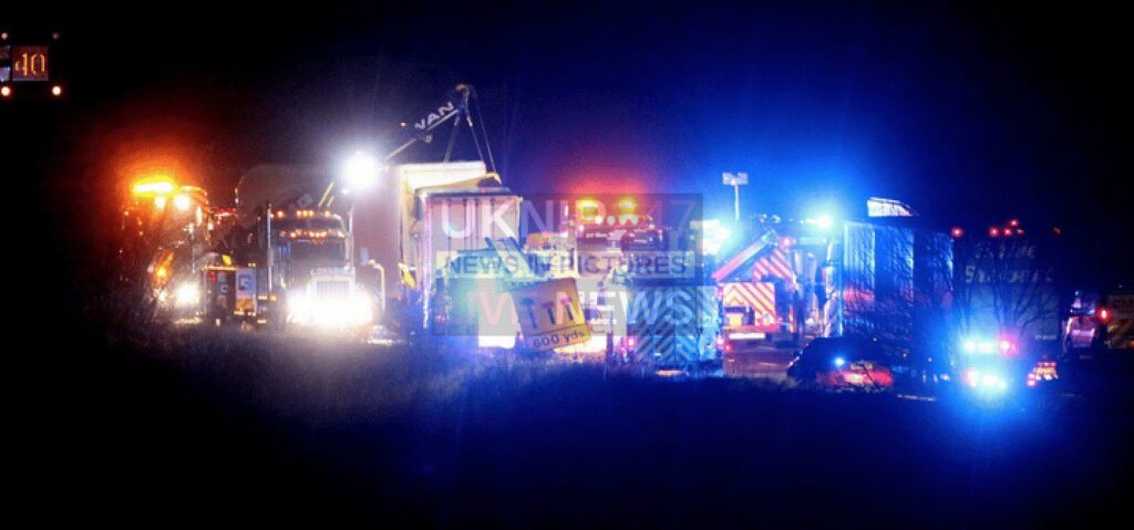 M1  Northbound Remains  Closed at Northampton  after HGV Horror Smash
