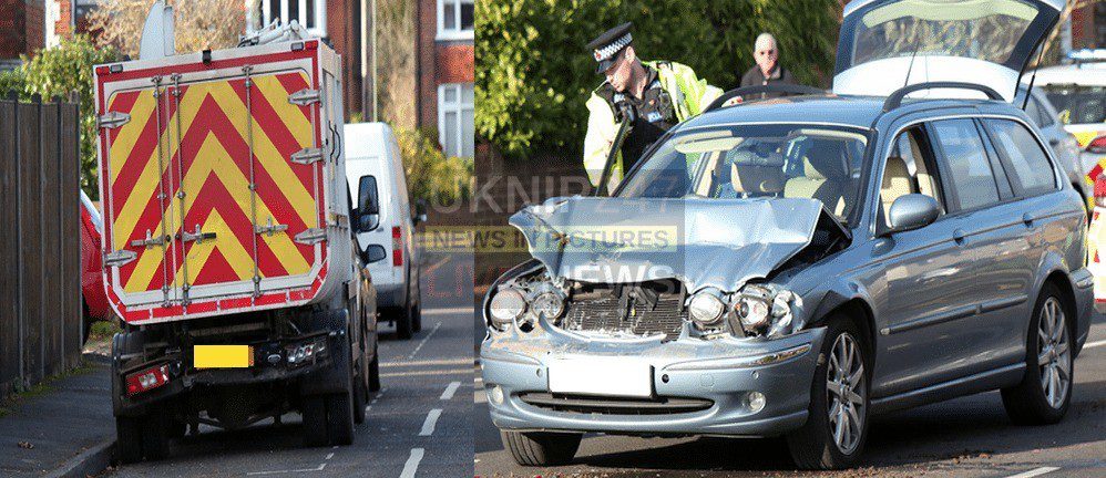 Car In Collision With Council Bin Lorry In Guildford