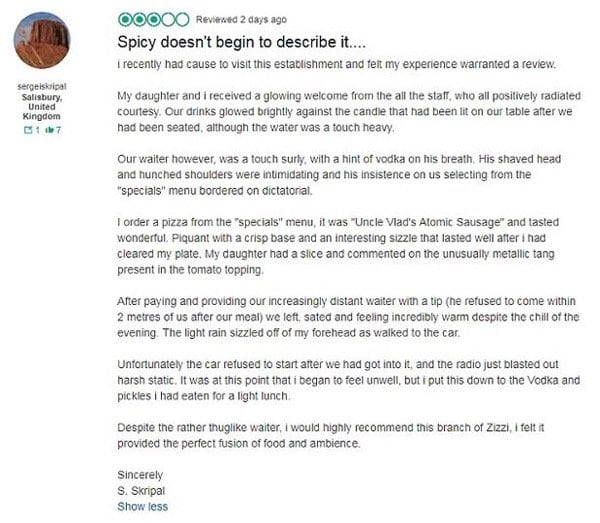 Tripadvisor deletes sick Troll post about Salisbury’s Zizzi