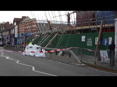 Storm  Brian Blows Down Scaffolding In Cobham Surrey