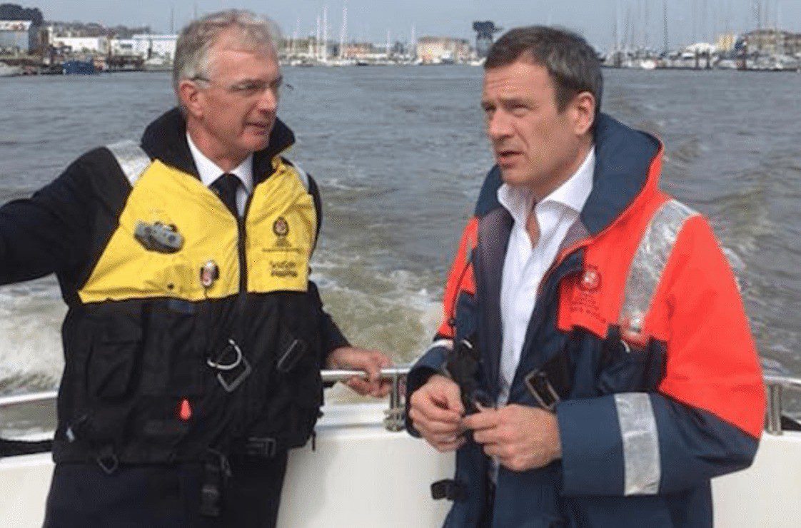 Fact-finding  Cowes harbour tour for MP Bob Seely