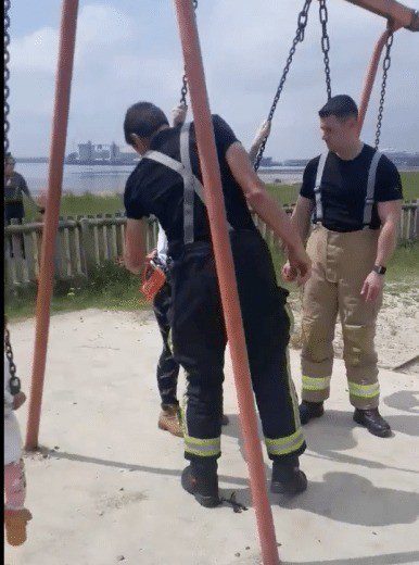 Firefighters called to rescue Mum who got stuck in a SWING in local park