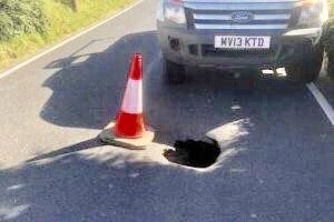 Sinkhole Not To Be Confused With Pothole Appears On Isle Of Wight Road
