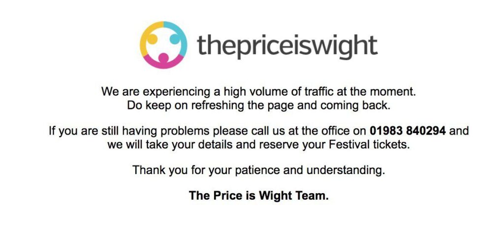 Isle of Wight Festival ticket website crashes
